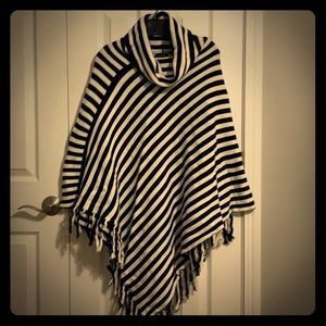 Navy/white striped sweater poncho XS/S